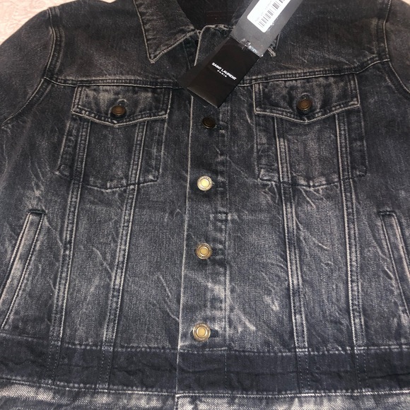 Saint Laurent Paris Distressed Denim Jacket Size L - Picture 6 of 8